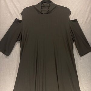 CLARA SUNWOO Elegant Mock Neck, Cold shoulder Black Dress